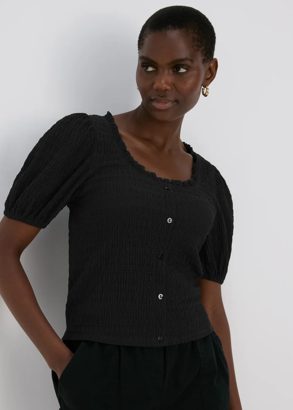 Black 3/4 Sleeve Gypsy Top - 8 Image 1