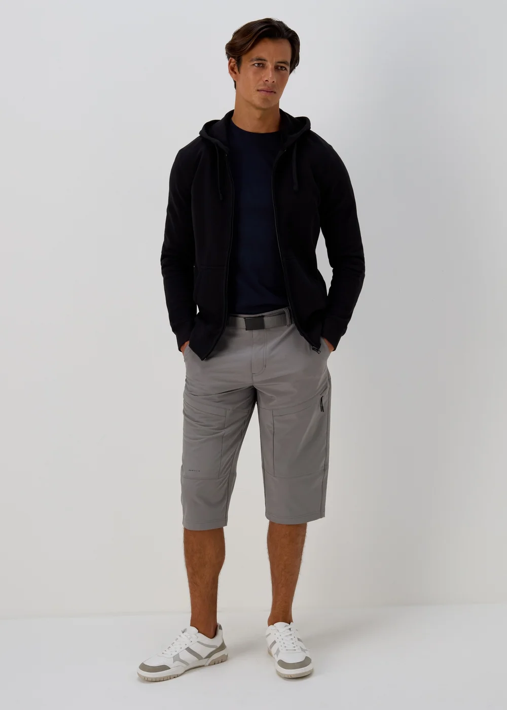 Grey Belted 3/4 Trekking Cargo Shorts - 30 Image 4