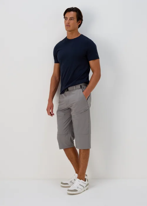 Grey Belted 3/4 Trekking Cargo Shorts - 30 Image 1