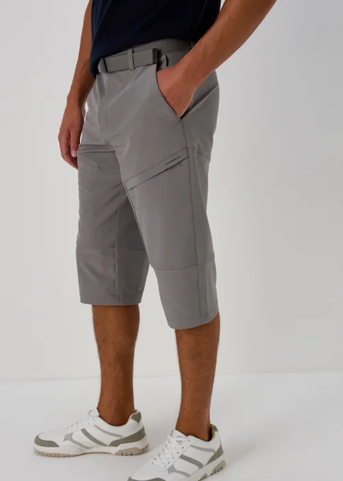 Grey Belted 3/4 Trekking Cargo Shorts - 30 Image 3