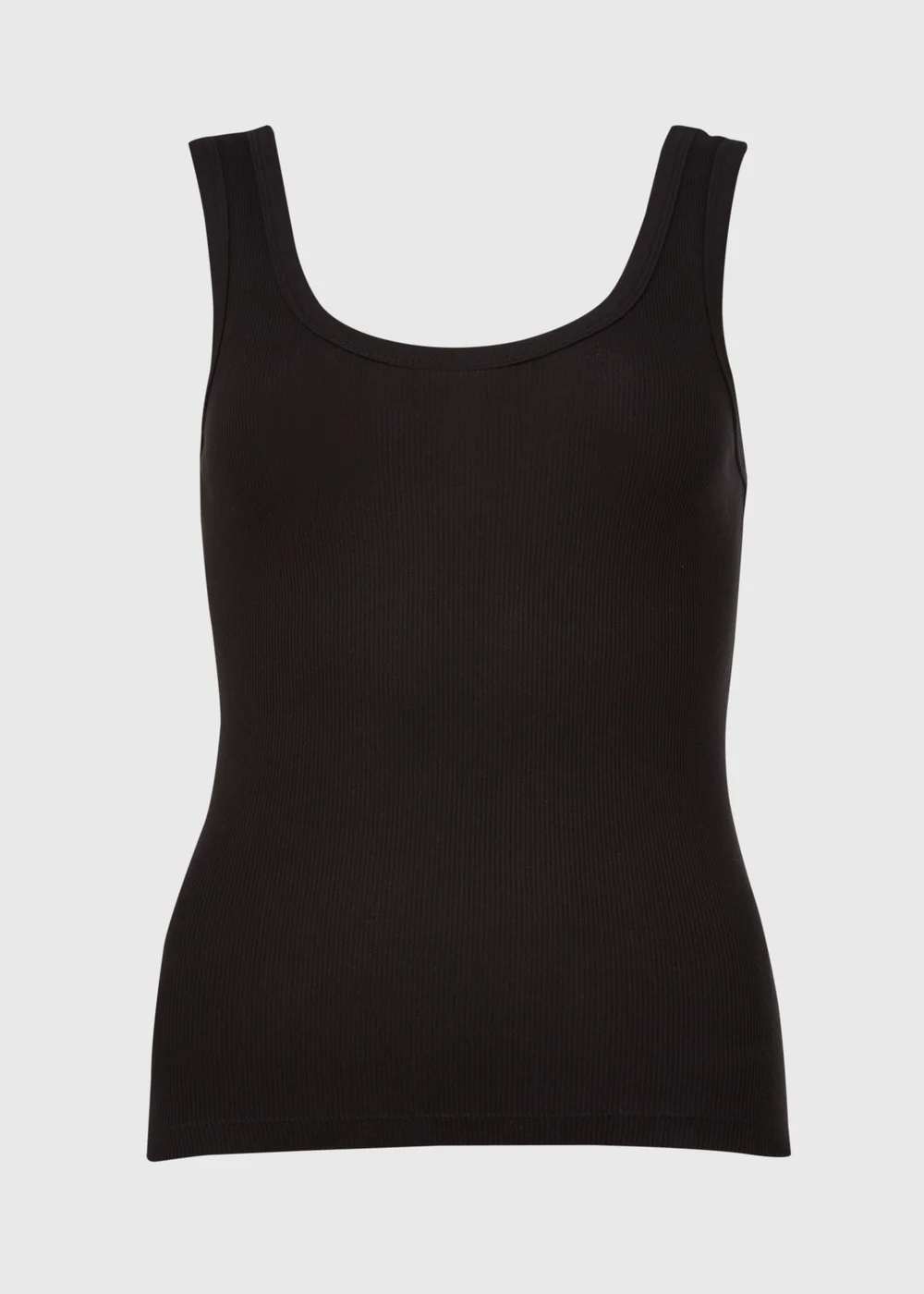 Black Ribbed Jersey Scoop Neck Vest - 8 Image 5