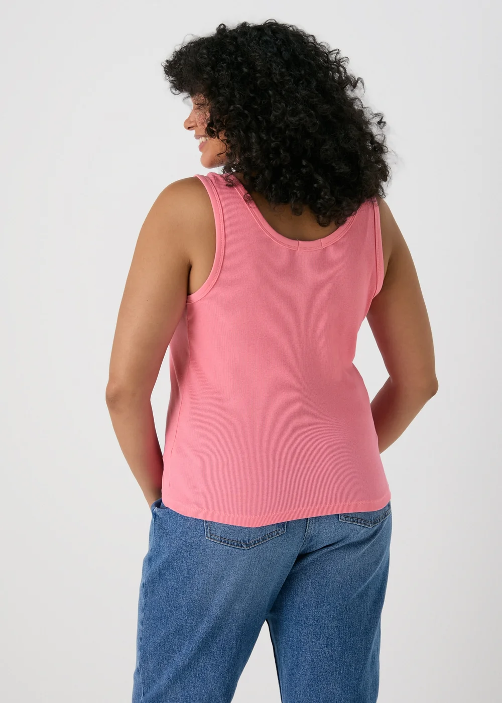 Pink Scoop Neck Ribbed Jersey Vest - 8 Image 2