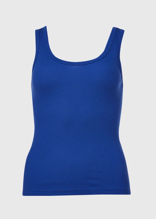 Blue Scoop Neck Jersey Ribbed Vest - 8 Image 5
