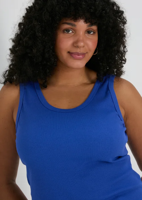 Blue Scoop Neck Jersey Ribbed Vest - 8 Image 3