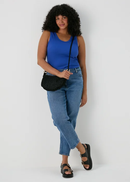 Blue Scoop Neck Jersey Ribbed Vest - 8 Image 4