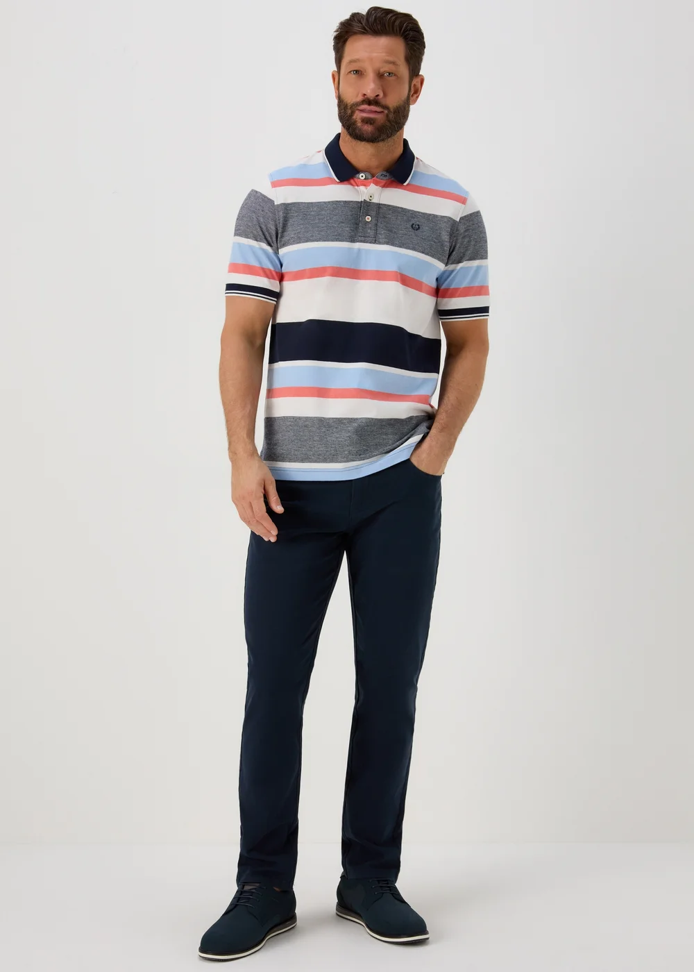 Lincoln Navy 5 Pocket Trousers - 32 Waist Regular Image 1