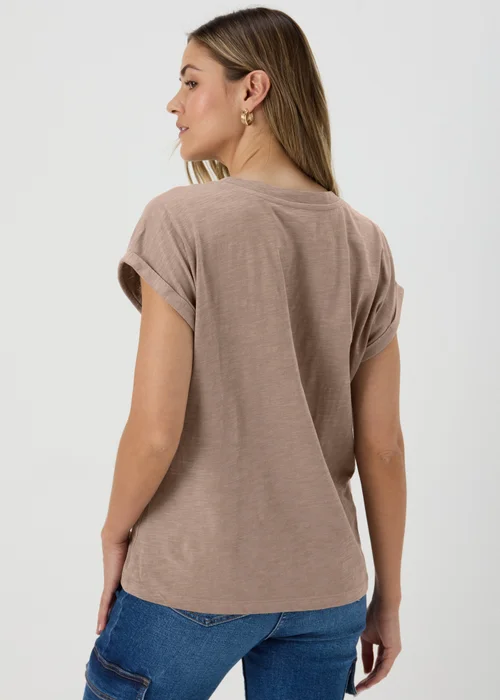 Beige Relaxed Plain T-Shirt - S Image 2