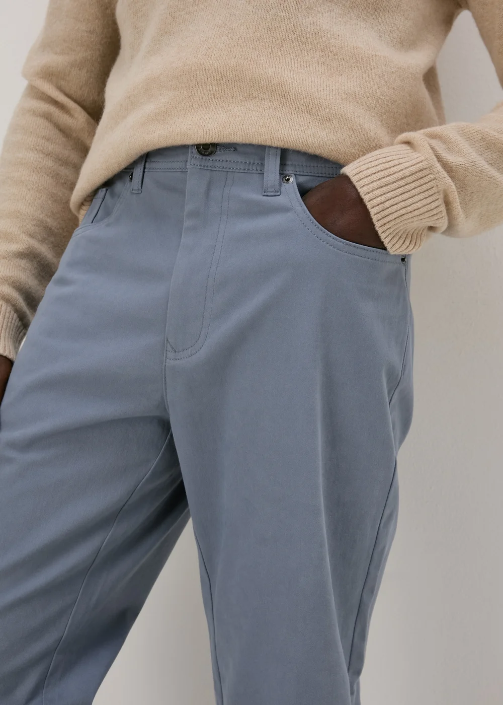 Lincoln Blue 5 Pocket Trousers - 32 Waist Regular Image 3