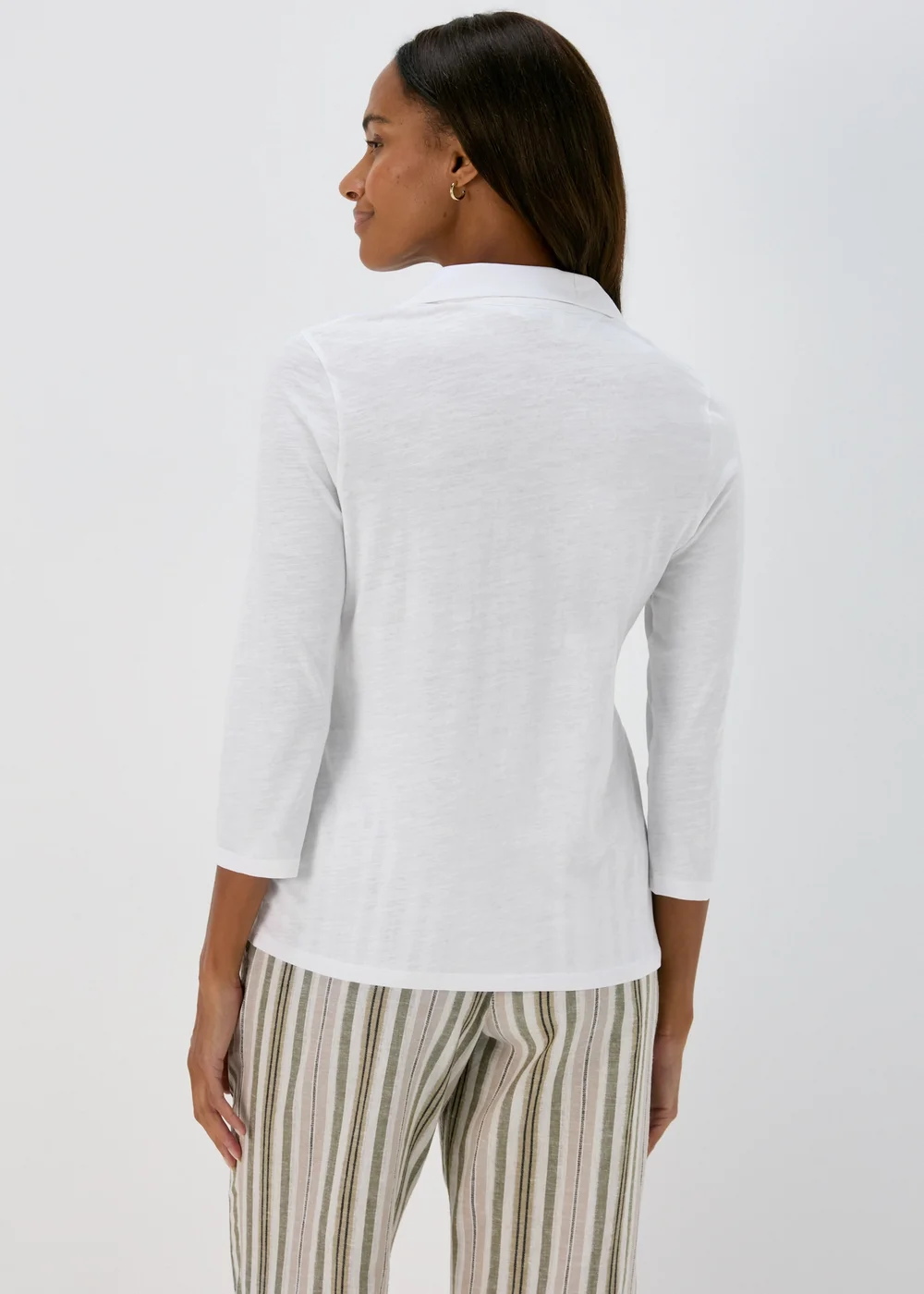 Papaya White 3/4 Sleeve Polo Top - 8 Image 2