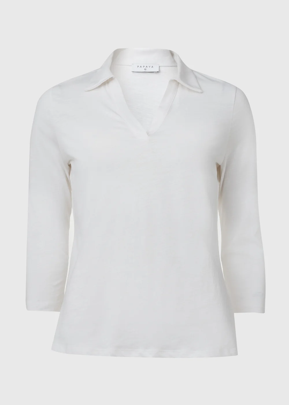 Papaya White 3/4 Sleeve Polo Top - 8 Image 5