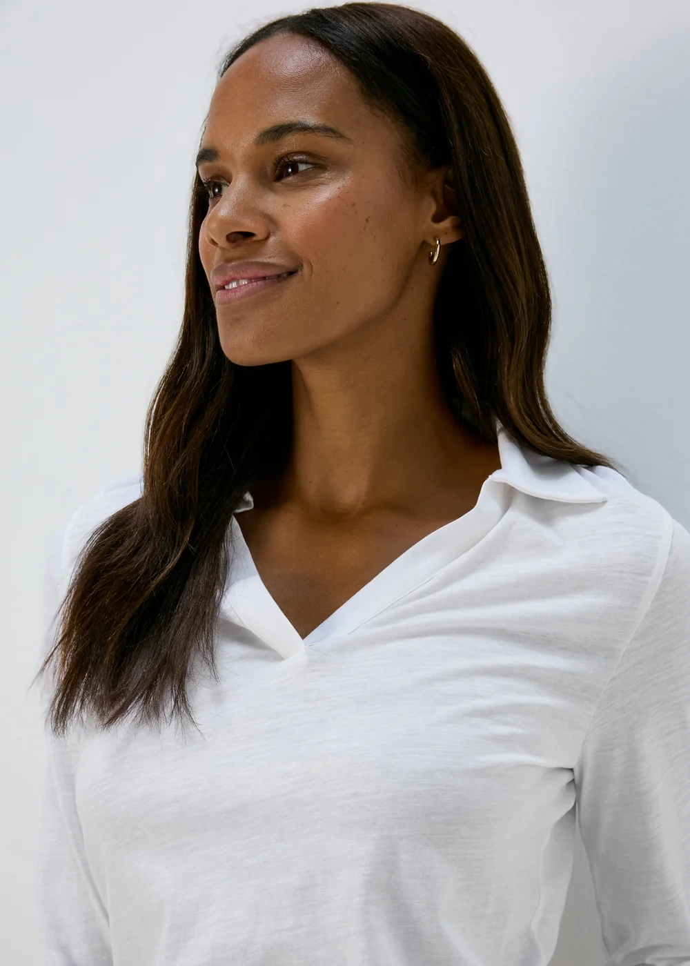 Papaya White 3/4 Sleeve Polo Top - 8 Image 3