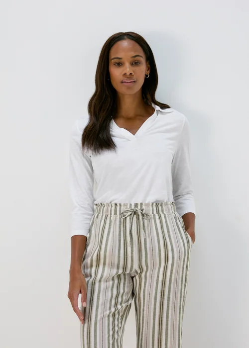 Papaya White 3/4 Sleeve Polo Top - 8 Image 1