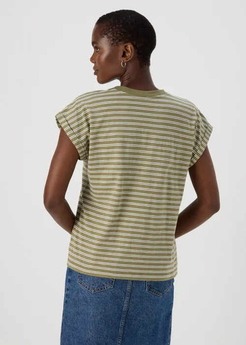 Khaki Stripe Relaxed T-Shirt - S Image 2