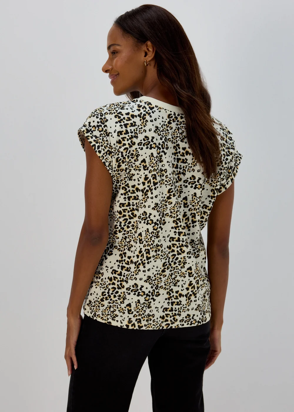 Beige Animal Print Relaxed T-Shirt - S Image 2