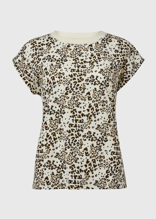 Beige Animal Print Relaxed T-Shirt - S Image 5