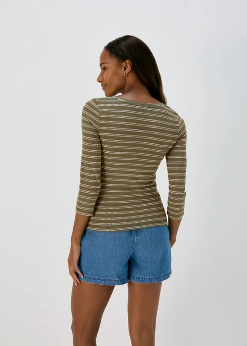 Papaya Khaki 3/4 Sleeve Stripe T-Shirt - Size 8 Image 2