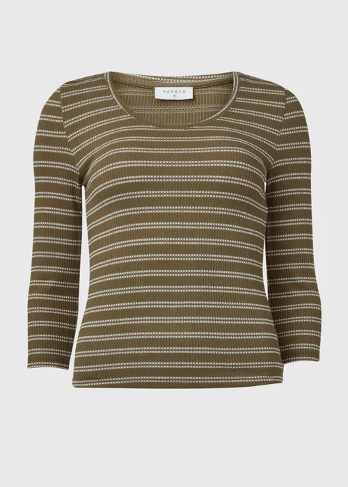 Papaya Khaki 3/4 Sleeve Stripe T-Shirt - Size 8 Image 5