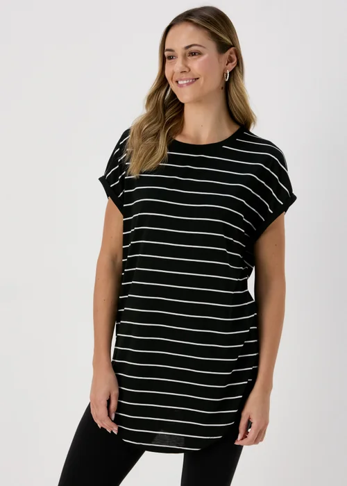 Black Stripe Longline T-Shirt - S Image 1