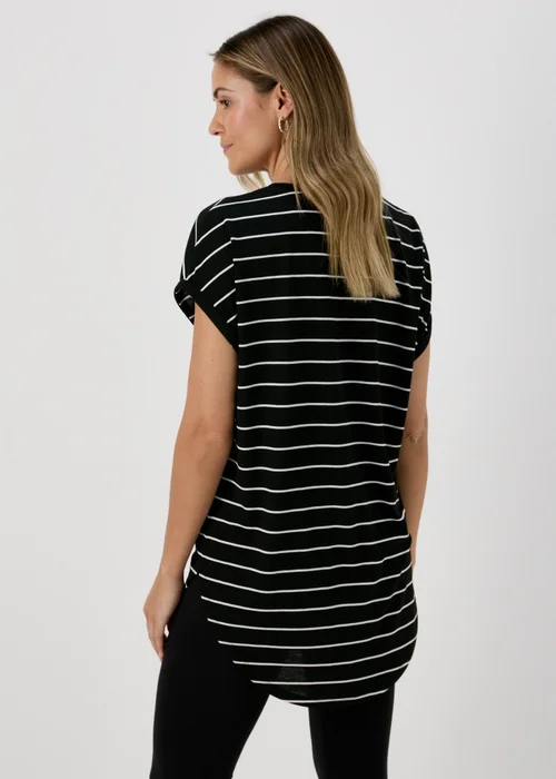 Black Stripe Longline T-Shirt - S Image 2