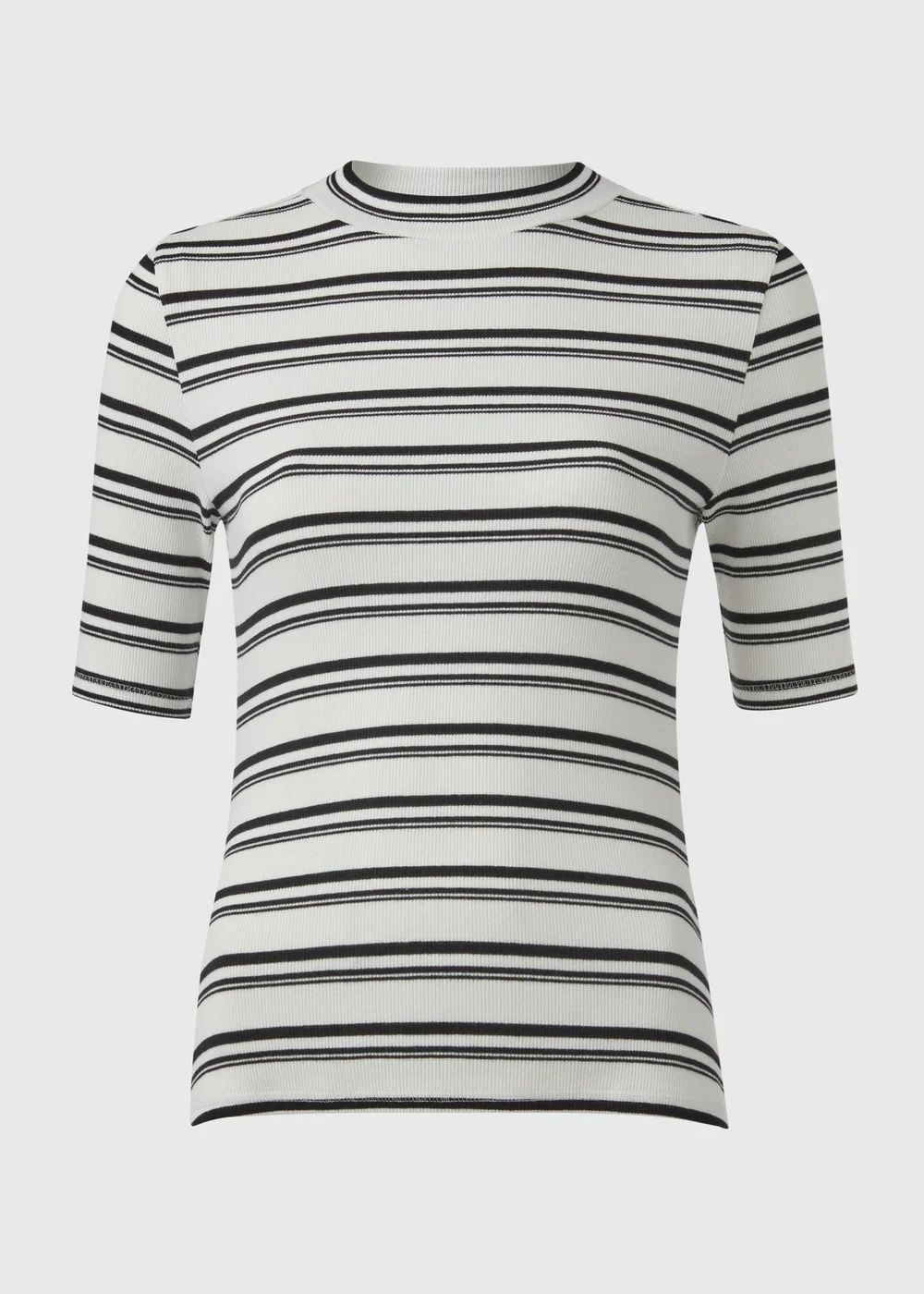 Papaya White & Black Stripe High Neck T-Shirt - 8 Image 5
