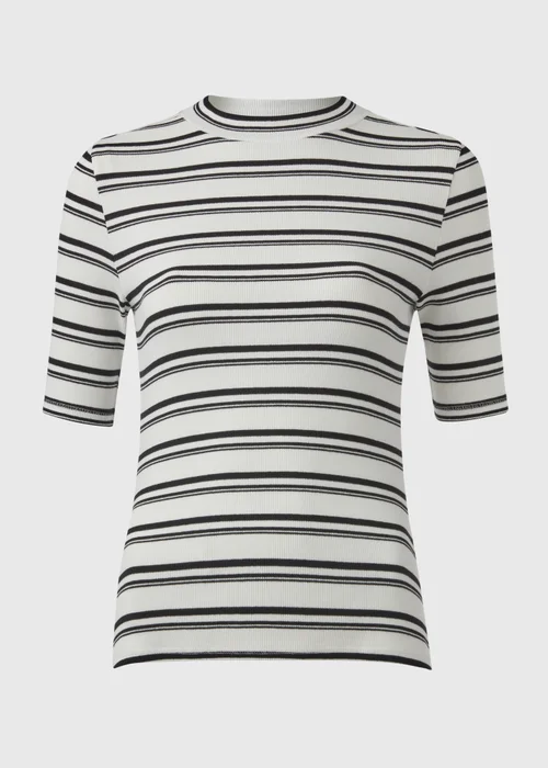 Papaya White & Black Stripe High Neck T-Shirt - 8 Image 5