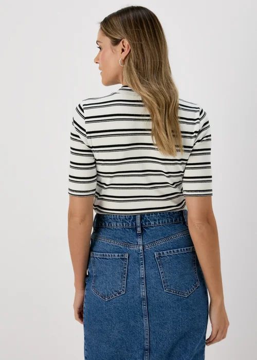 Papaya White & Black Stripe High Neck T-Shirt - 8 Image 2