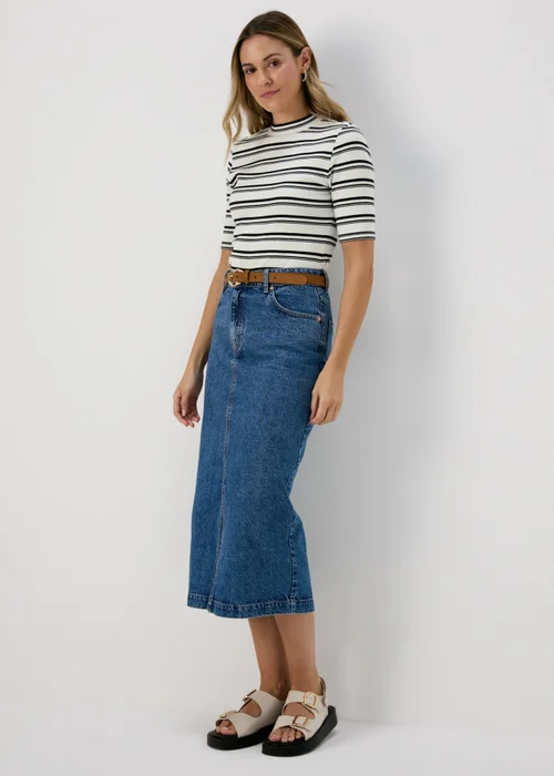 Papaya White & Black Stripe High Neck T-Shirt - 8 Image 4