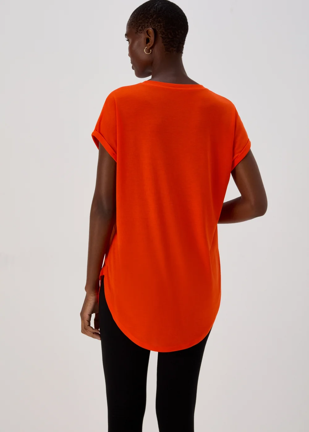Orange Longline Plain T-Shirt - S Image 2