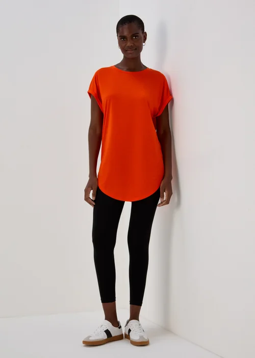 Orange Longline Plain T-Shirt - S Image 4