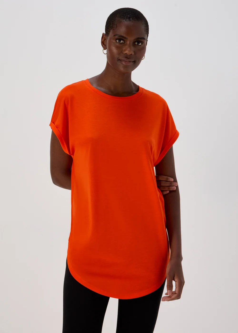 Orange Longline Plain T-Shirt - S Image 1