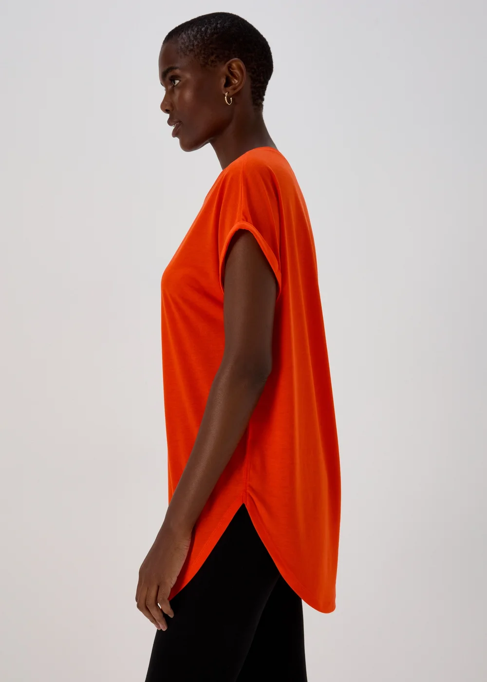 Orange Longline Plain T-Shirt - S Image 3