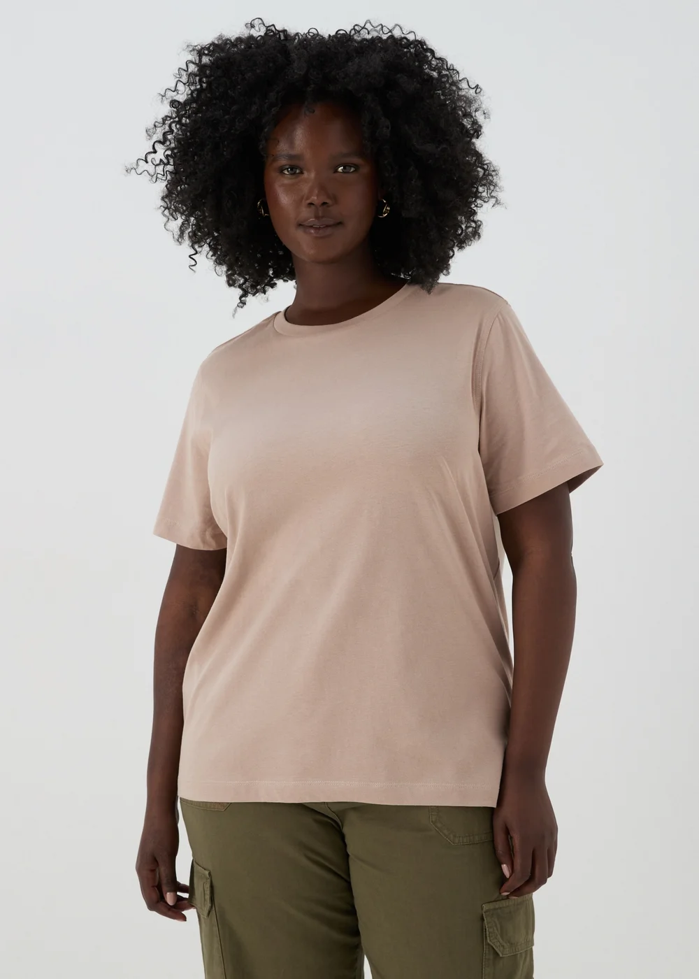 Beige Modern Plain T-Shirt - 8 Image 1
