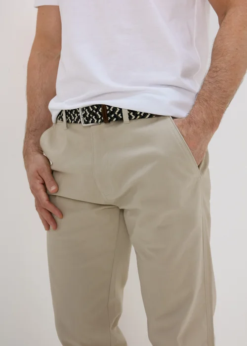 Bone Belted Chino Trousers - 32 Waist Regular Image 3