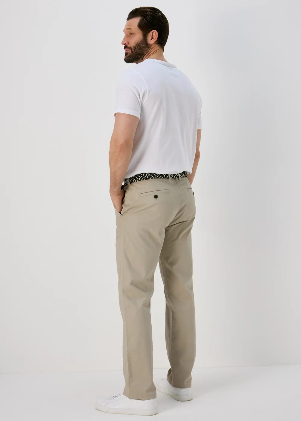Bone Belted Chino Trousers - 32 Waist Regular Image 2