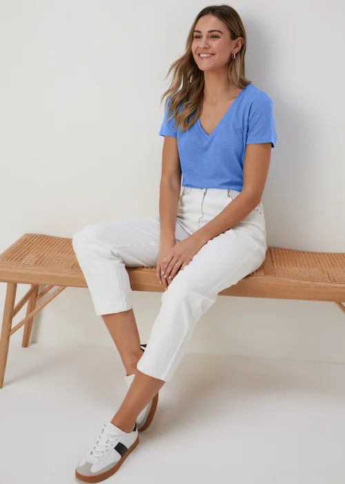 Blue V Neck T Shirt - 8 Image 4