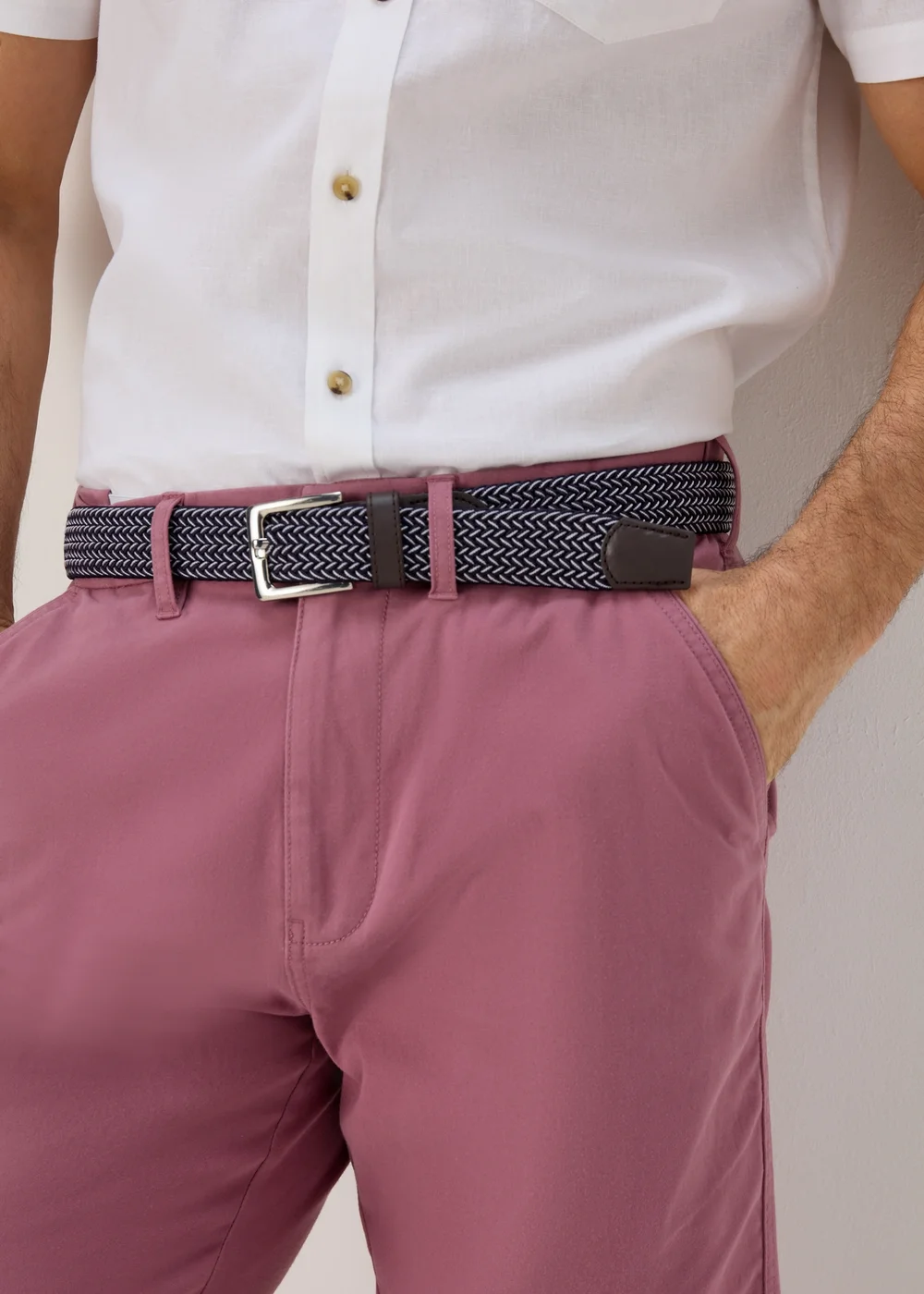 Mauve Belted Chino Shorts - 32 Image 3