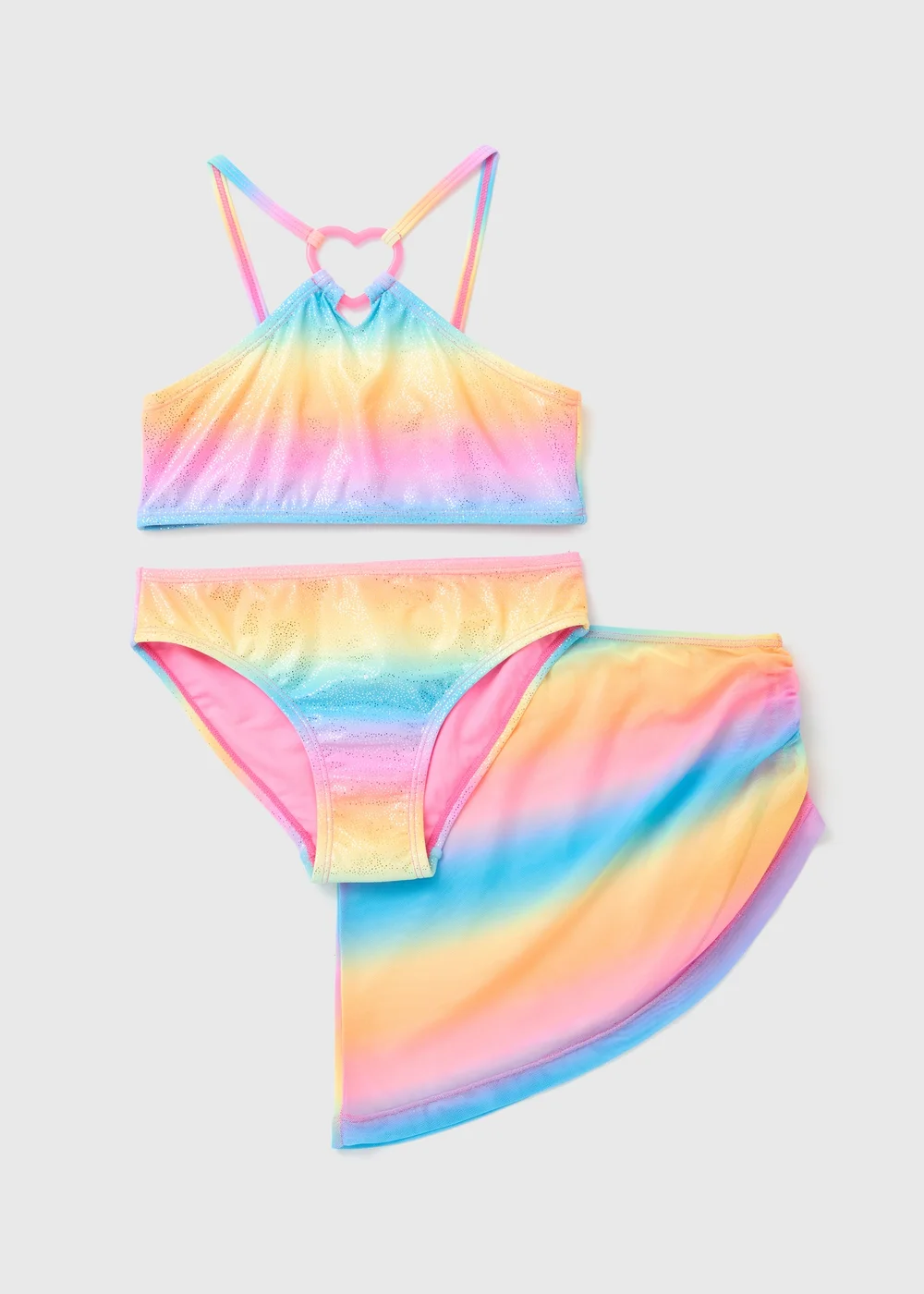 Girls Multicolour Glitter Ombre 3 Piece Swimsuit (6-13yrs) - 6-7 Yrs Image 1