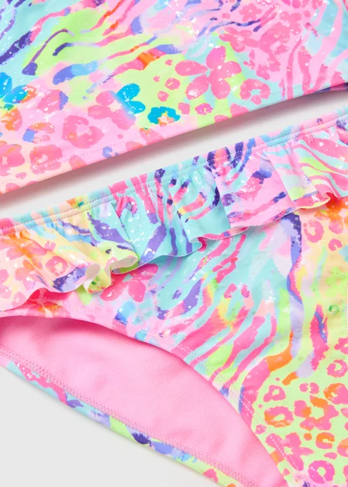 Girls Multicoloured Zebra Print Bikini Set (6-13yrs) - 6-7 Yrs Image 2