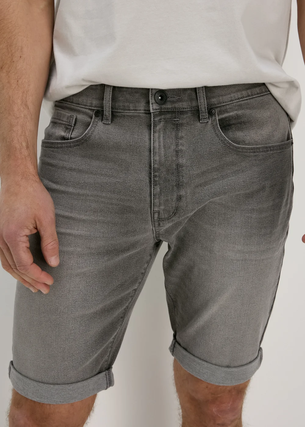 Grey Stretch Denim Shorts - 30 Image 3