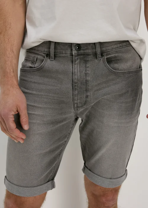 Grey Stretch Denim Shorts - 30 Image 3
