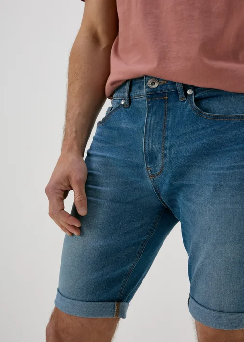 Mid Wash Stretch Denim Shorts - 30 Image 3