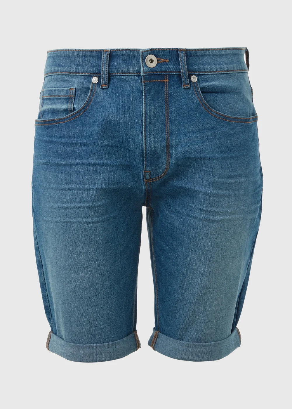 Mid Wash Stretch Denim Shorts - 30 Image 5