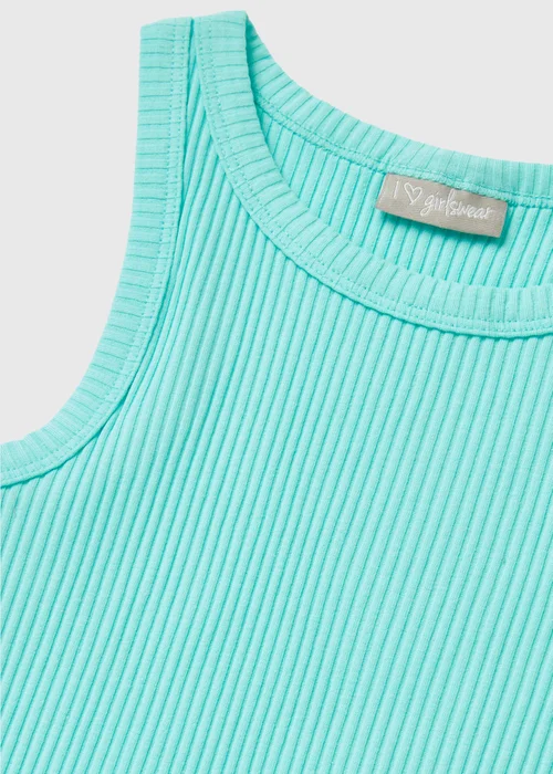 Girls Aqua Ribbed Vest (7-15yrs) - 7 Yrs Image 2