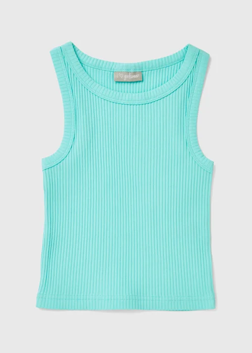 Girls Aqua Ribbed Vest (7-15yrs) - 7 Yrs Image 1