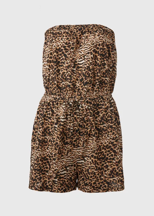 Brown Animal Print Playsuit - S Image 5