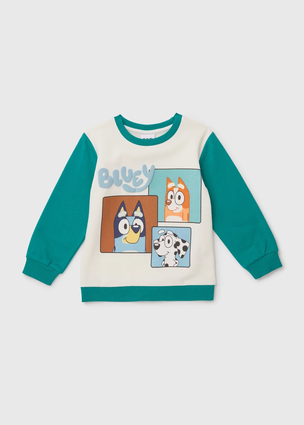 Boys Bluey Green Colour Block Sweatshirt (18mths-6yrs) - 1.5-2 Yrs Image 1
