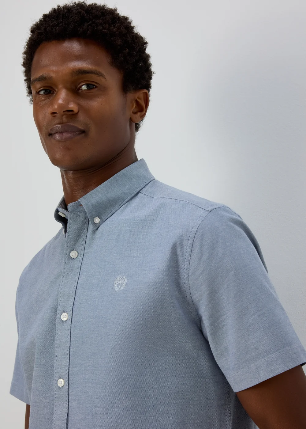 Blue Crossdye Oxford Shirt - Small Image 3