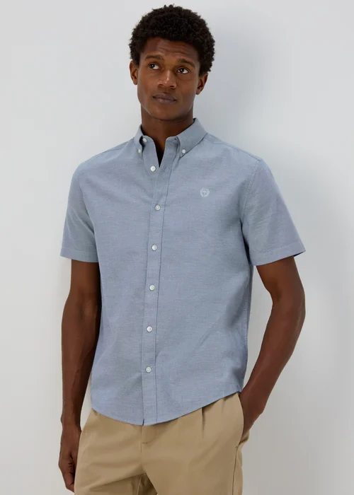 Blue Crossdye Oxford Shirt - Small Image 1