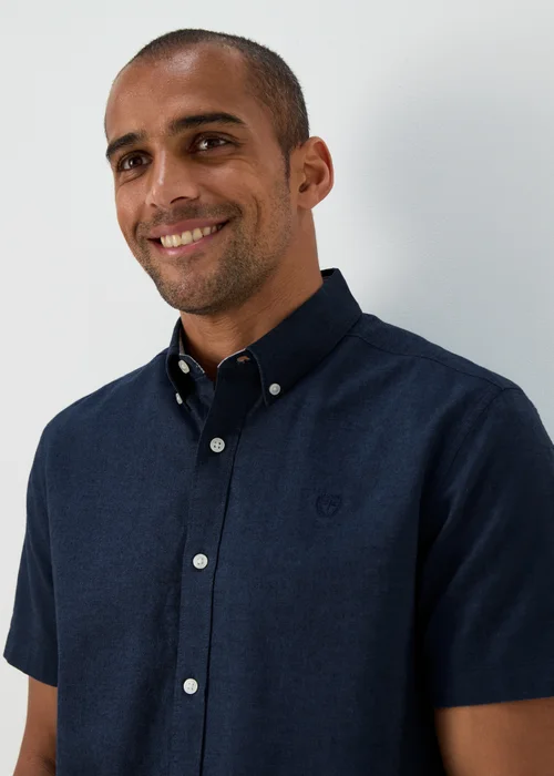 Navy Cross Dye Oxford Short Sleeve Shirt - Small Image 3