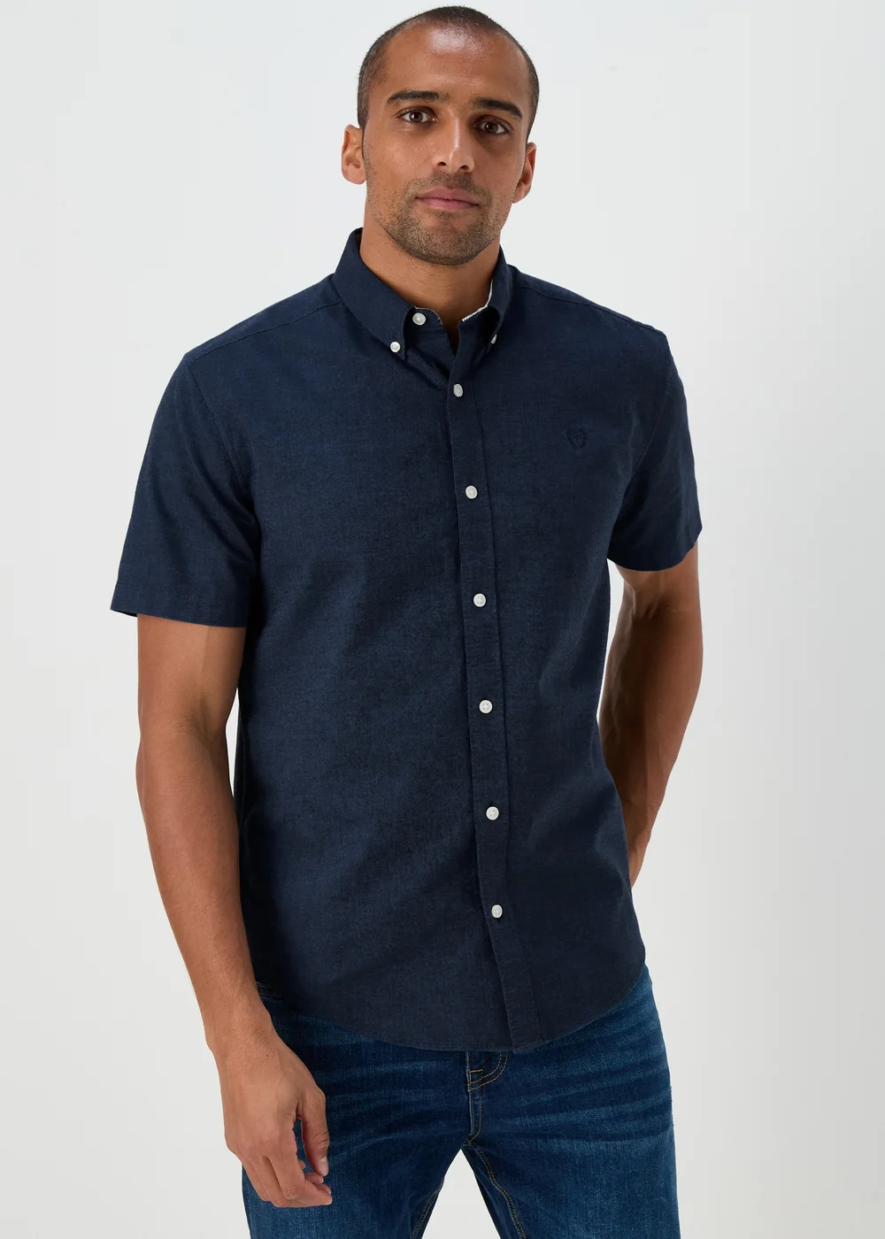 Navy Cross Dye Oxford Short Sleeve Shirt - Small Image 1